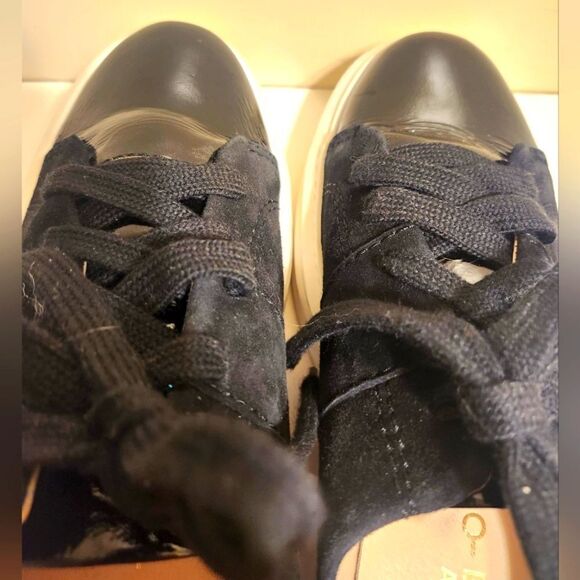 Bus Stop x All Black, Collab "Oversize" Black Leather Sneakers Sz.10/40 Ret.$250 - Picture 5 of 6